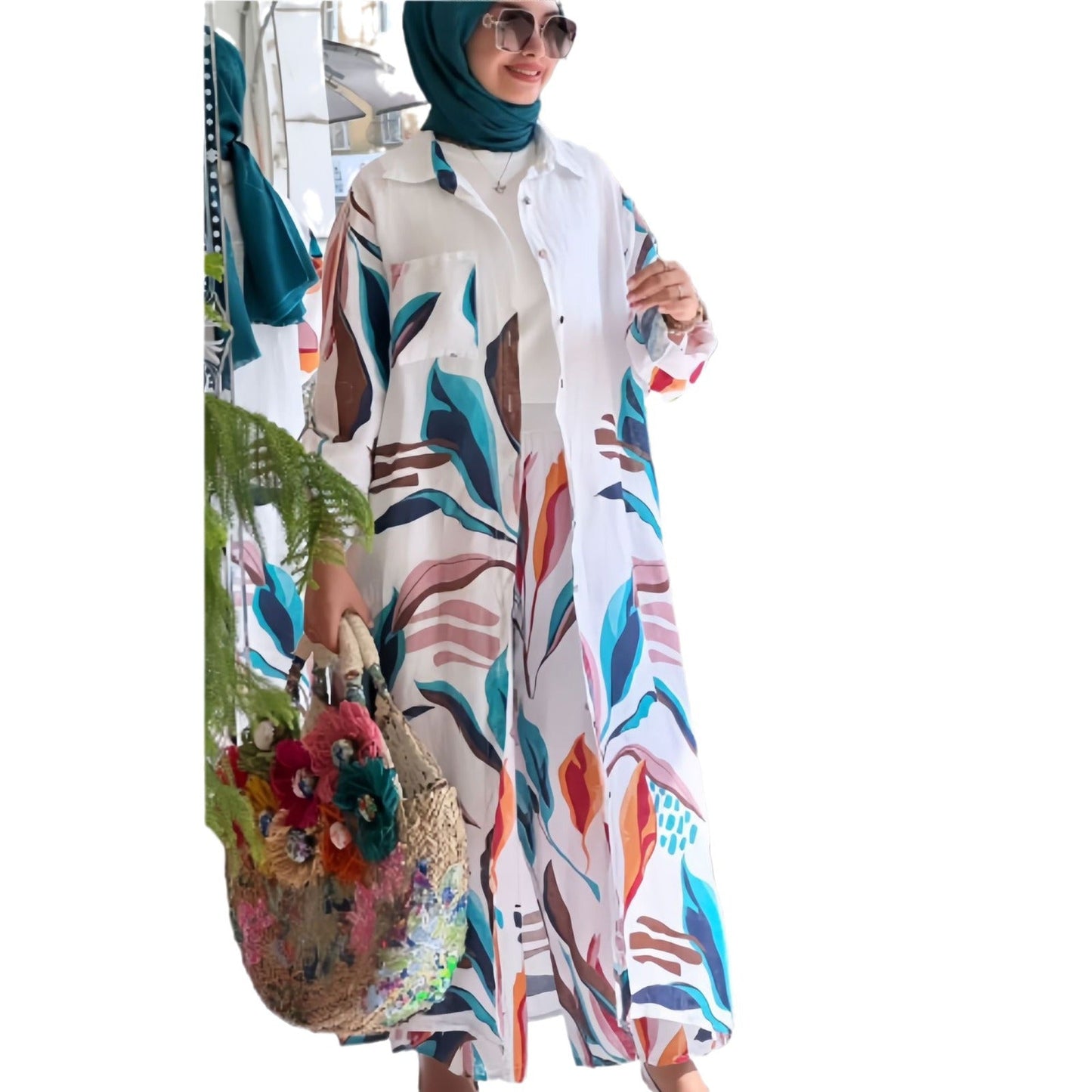 Women's Loose Fashion Printed Long Casual Wide Suits