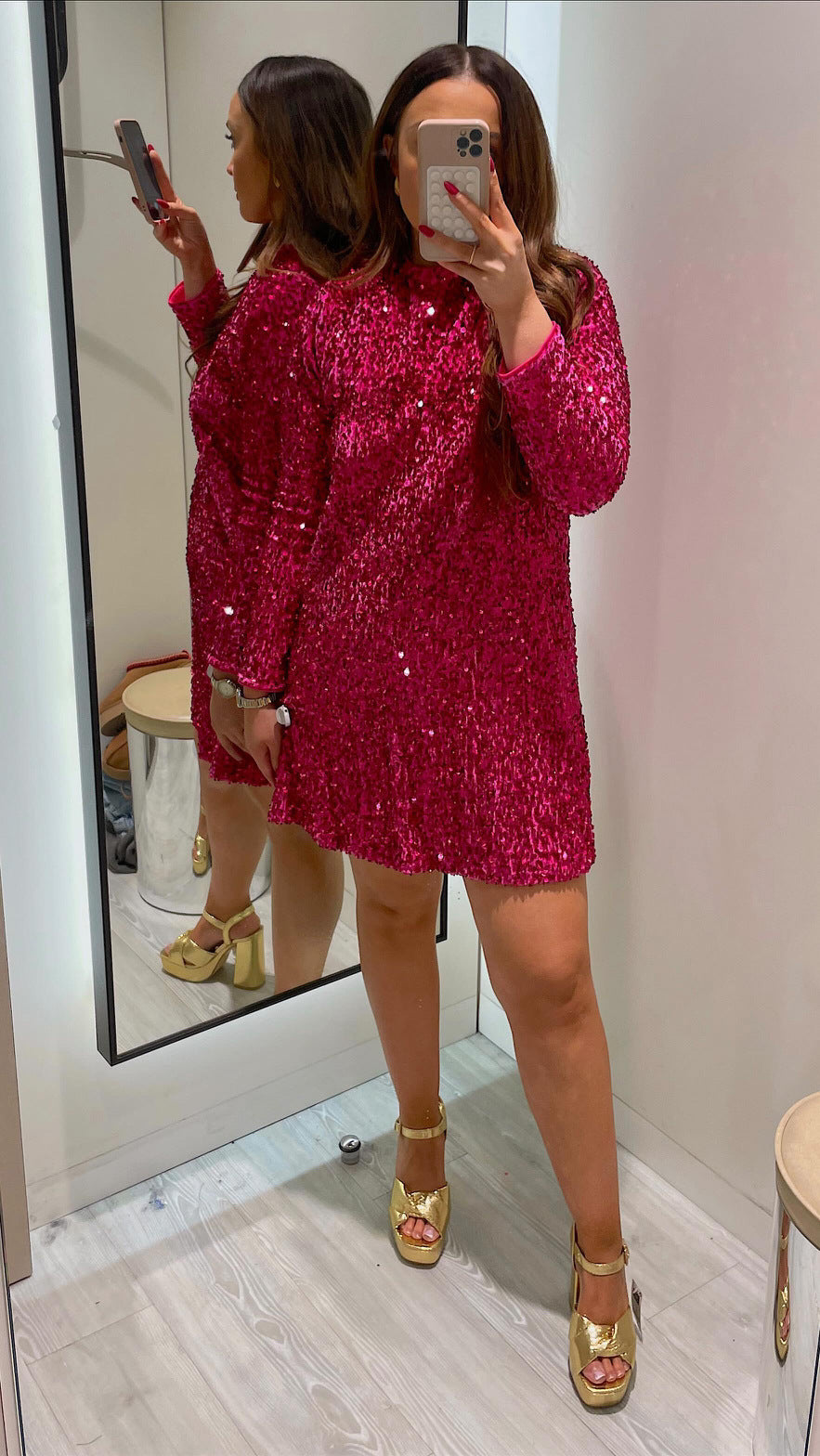 Women's Round Neck Long Sleeve Loose Sexy Dresses
