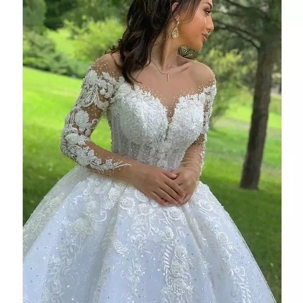 Dress Long Sleeve Lace French Trailing Wedding Dresses
