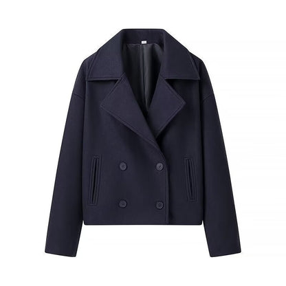 Autumn French Style Lapel Double Breasted Woolen Coats