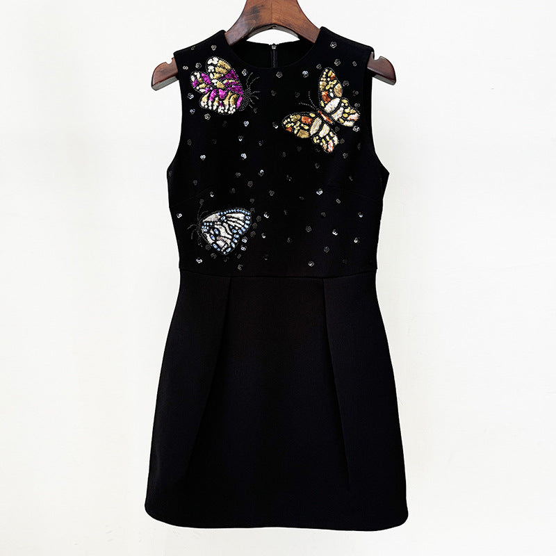 Fashion Bead Diamond Butterfly Slim Dress Dresses