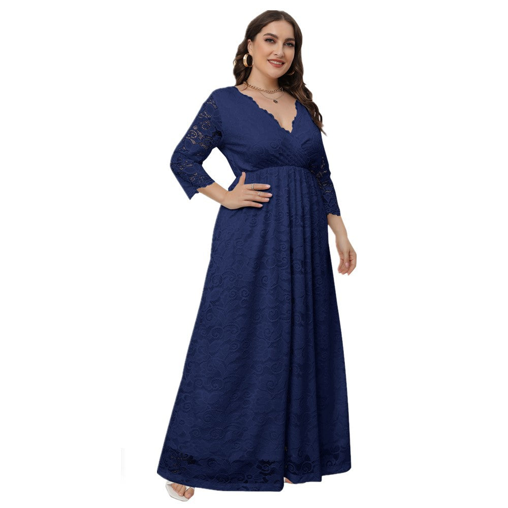 Women's Bridesmaid Dress Elegant Lace Gown Dresses