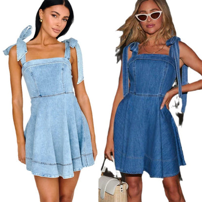 Women's Temperament Commute Fashion Suspenders Denim Dress Dresses