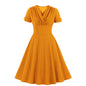 Women's Elegant Mature Waist Slimming Sleeve Retro Big Dresses