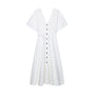 Women's Fashionable Temperament Button Decoration Midi Long Skirts