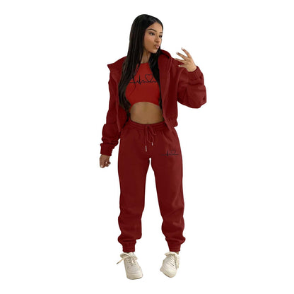 Women's Fashion Wear Brushed Hoody Hooded Leisure Suits