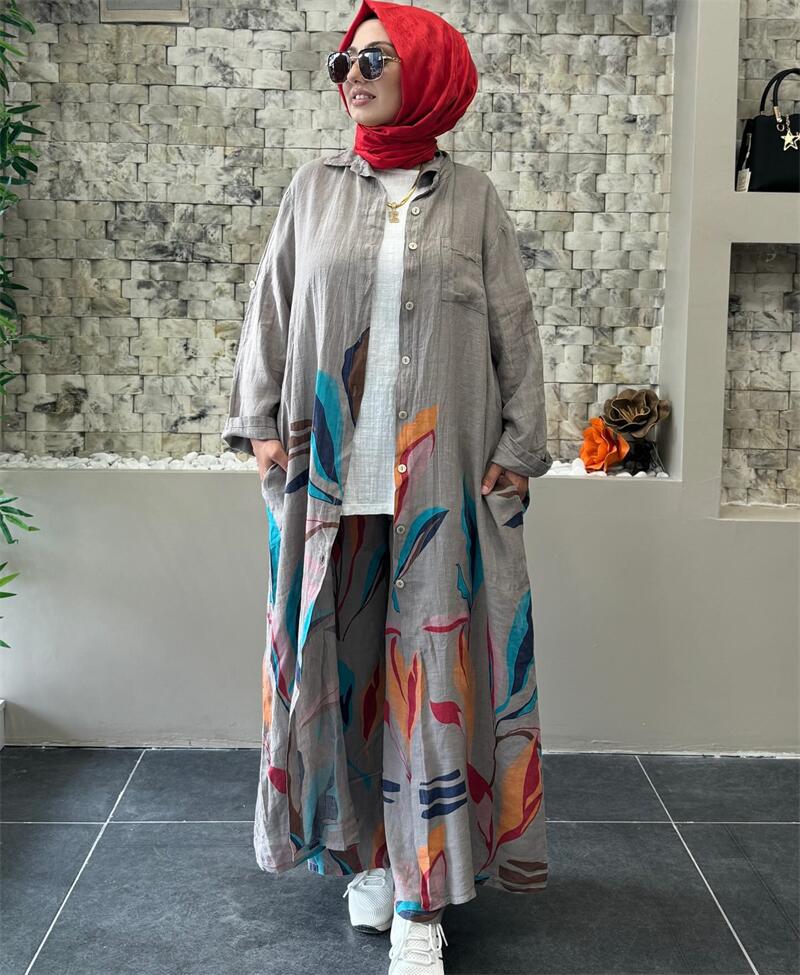 Women's Loose Fashion Printed Long Casual Wide Suits