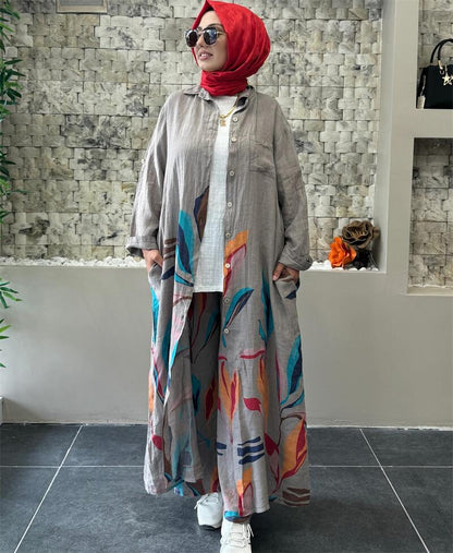 Women's Loose Fashion Printed Long Casual Wide Suits