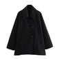 Women's Woolen Fashion Polo Collar Blended Cape Coats