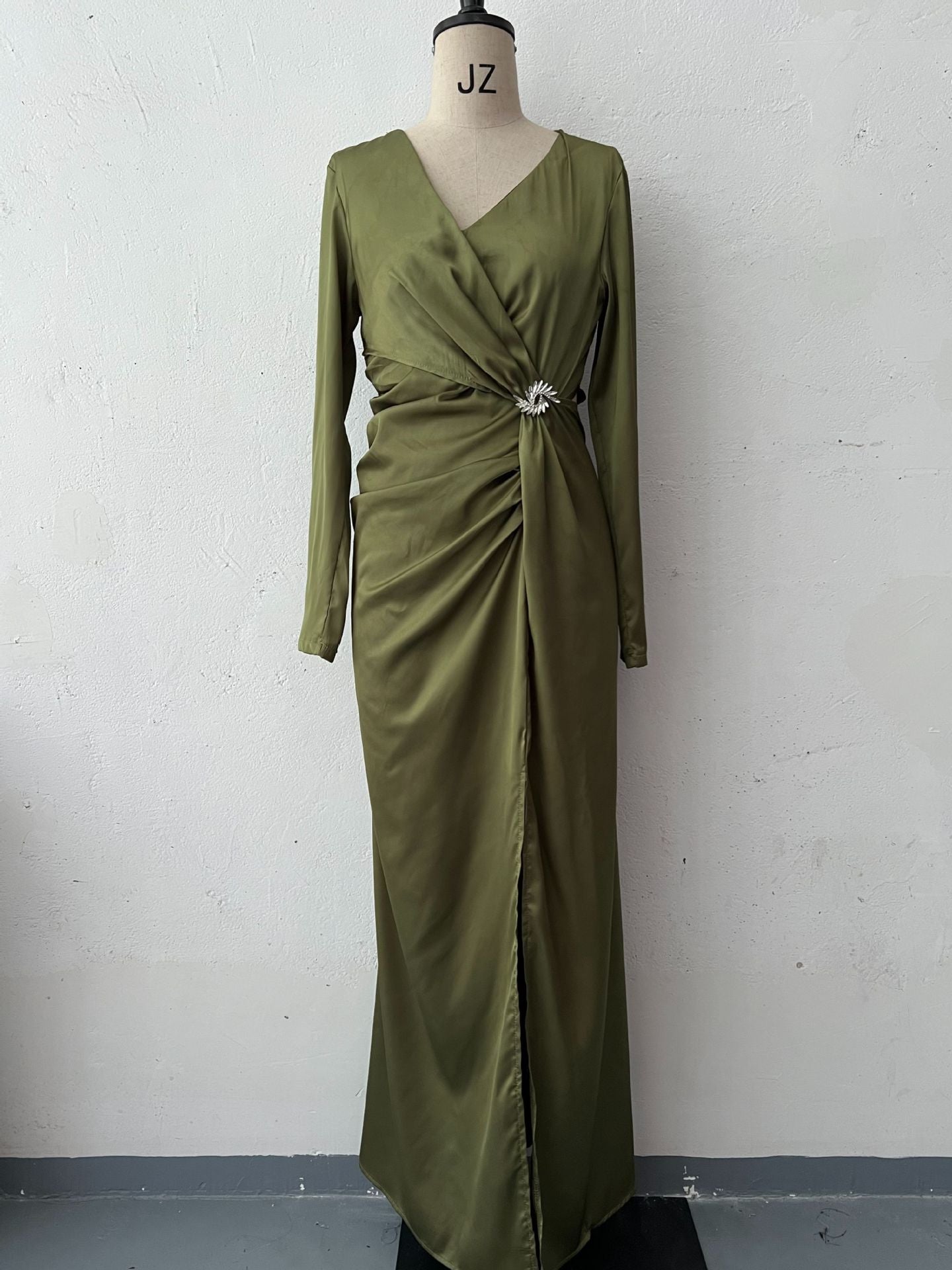 Women's Summer Solid Color Long Sleeve Slim Dresses