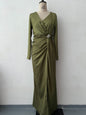 Women's Summer Solid Color Long Sleeve Slim Dresses