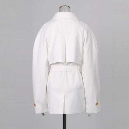 Women's Style Temperament Polo Collar Solid Color Long-sleeved Coats