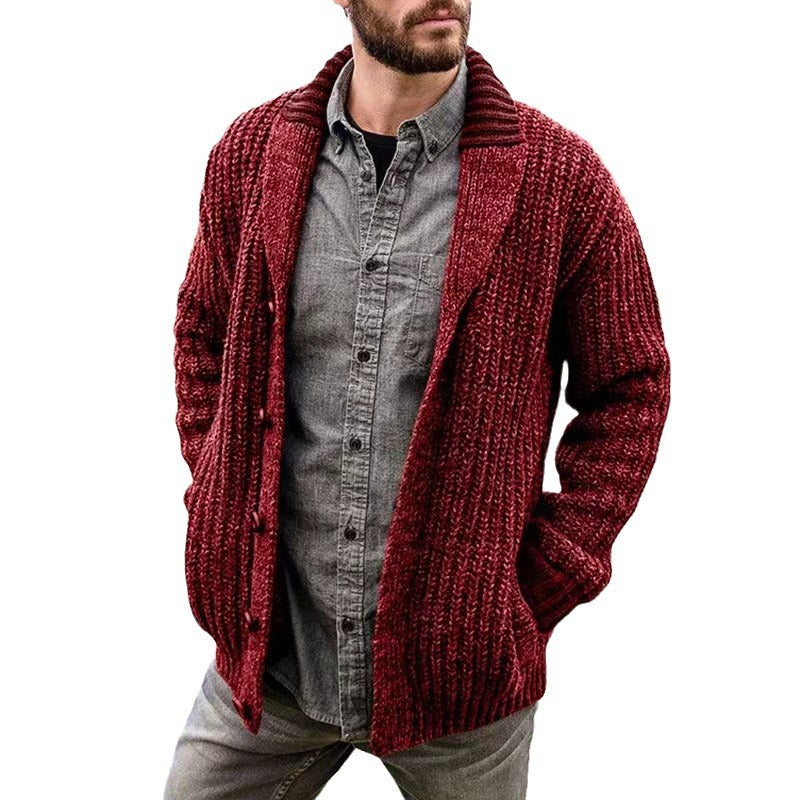 Men's Solid Color Long Sleeve Slim Knit Sweaters