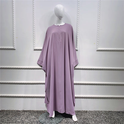 Large Swing Solid Color Batwing Sleeve Dresses