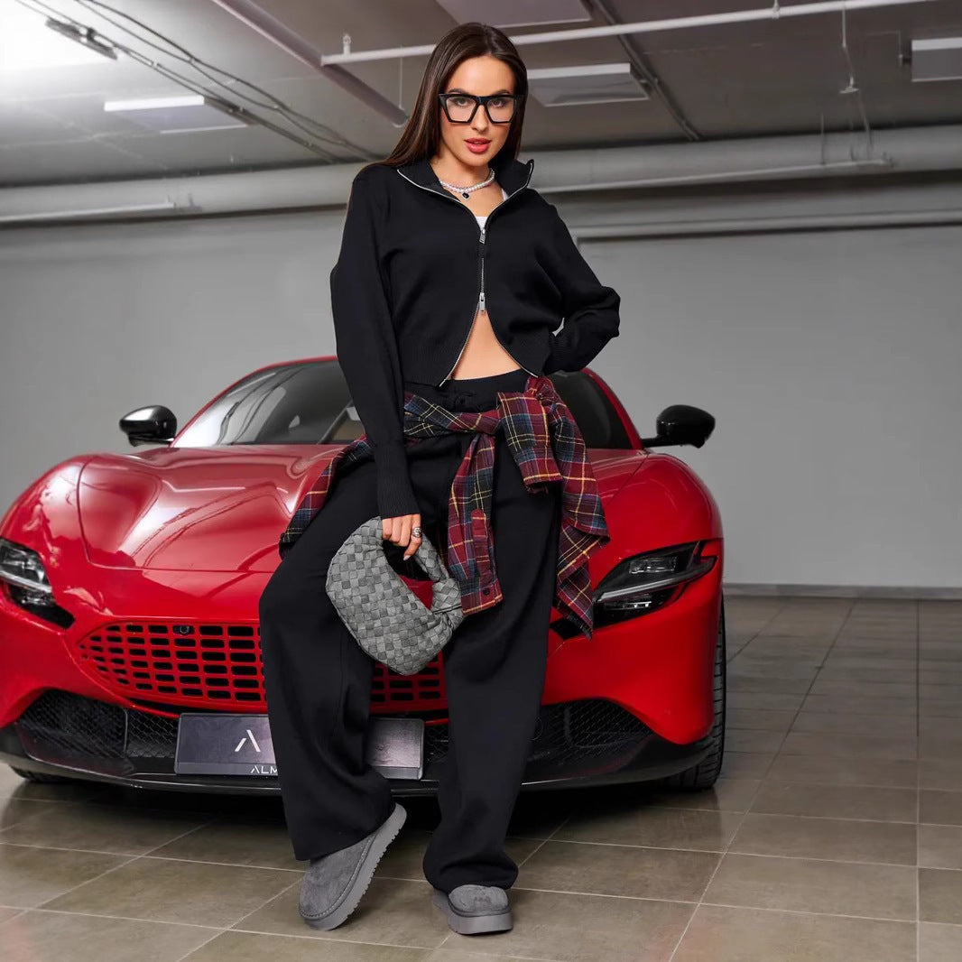 Women's Long Sleeve Zipper Trousers Sports Two-piece Suits