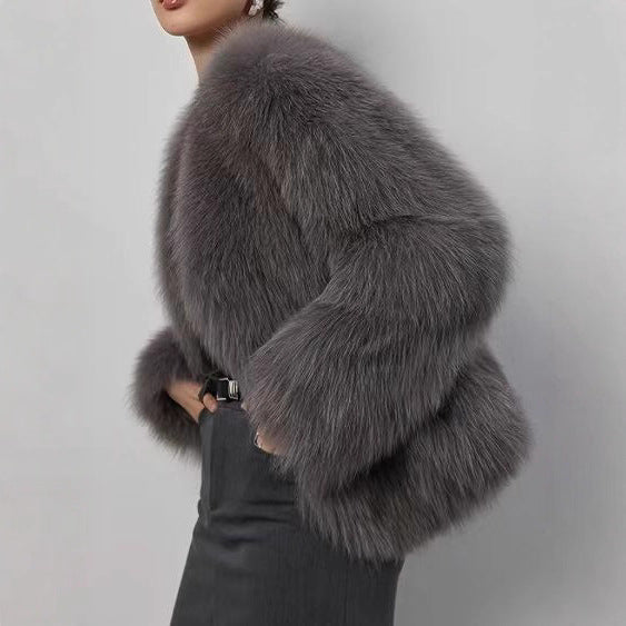 Women's Fur Artificial Fashion Fox Fluffy Plush Coats