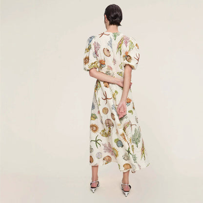 Lantern Sleeve Casual Fashion Round Neck Dresses