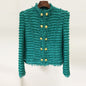 Fashion Tassel Fringe Tweed Stand Collar Coats