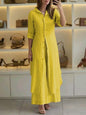 Linen Tight Waist Long Shirt Wide Suits