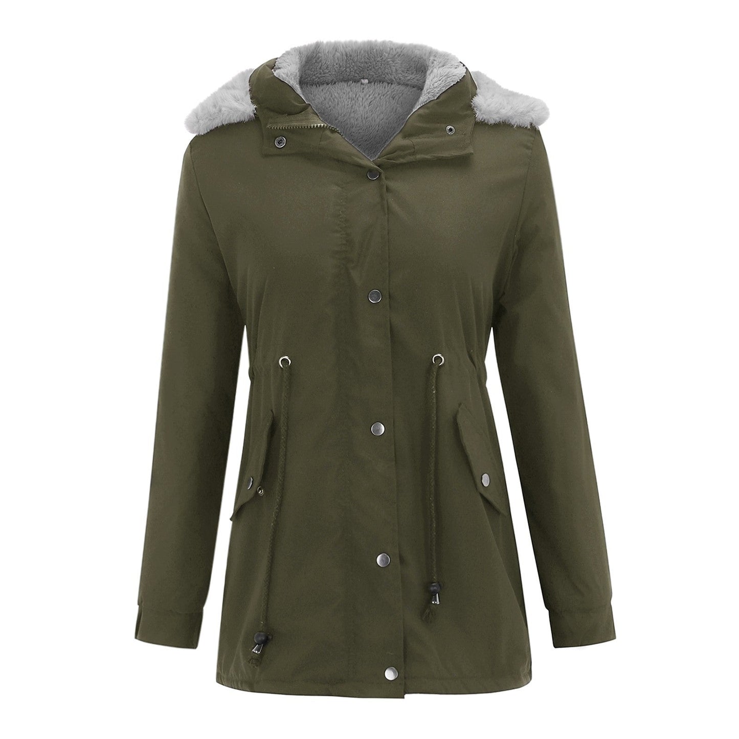 Women's Clothes Mid-length Hooded Winter Lamb Wool Coats