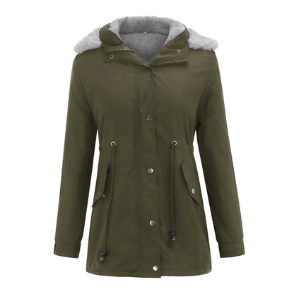 Women's Clothes Mid-length Hooded Winter Lamb Wool Coats