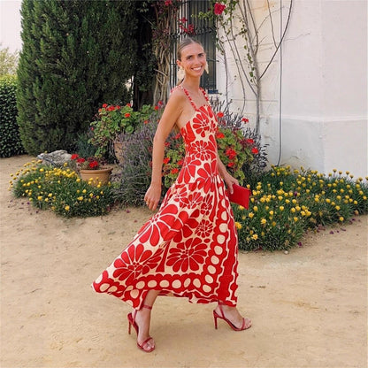 Summer Vacation Spaghetti Straps Printed Dress Dresses