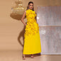 Women's Line Long Summer Patchwork Stand-up Collar Dresses