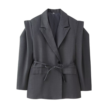 Women's Comfortable Temperament Commute Padded Shoulder Coats