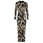 Women's Fashion Knitted Round Neck Slim Fit Slimming Leopard Dresses
