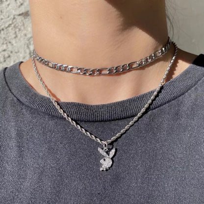 Steel Rabbit Hip Hop Fashion Personality Necklaces