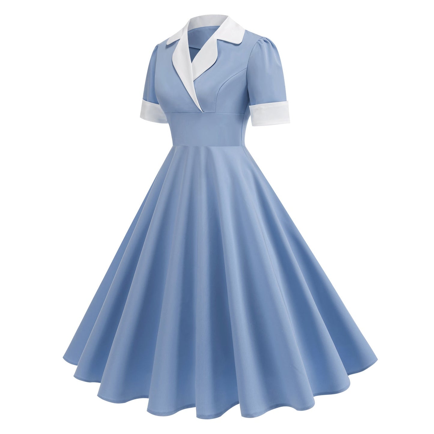Lady Like Woman Contrast Color Collar High Waist Suits