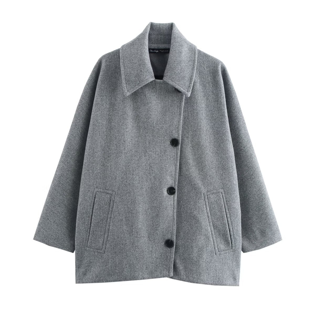 Slouchy Classic Single-breasted Lapel Loose Wool Jackets