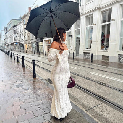 Women's Fashion Elegant Sexy Tube Lace Dress Tops