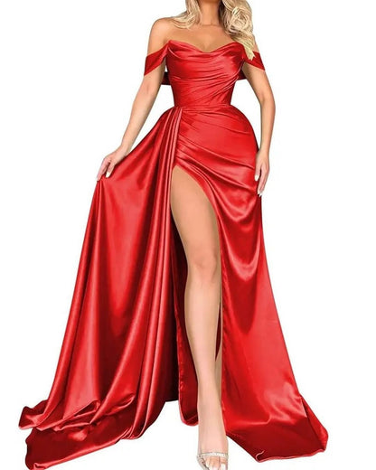 High Slit Sexy Host Slimming Party Wedding Dresses