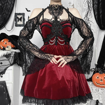 Women's Style Sexy Chain Lace A- Line Dresses
