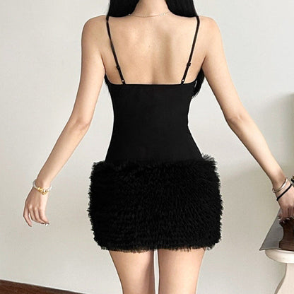 Women's Style Spaghetti Strap Solid Color Waist Dresses