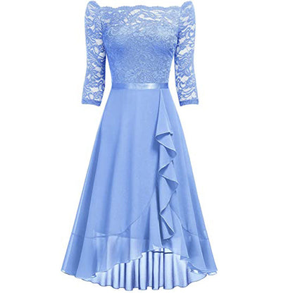 Women's Mid-length Dress Sexy Lace Chiffon Dresses