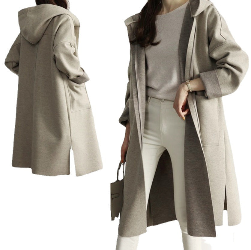 Women's Pretty Fashion Loose Wool Hooded Plus Size