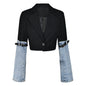 Women's Contrast Color Patchwork Denim Autumn Design Coats