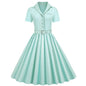 Women's Summer Retro Solid Color Wide Hem Dresses
