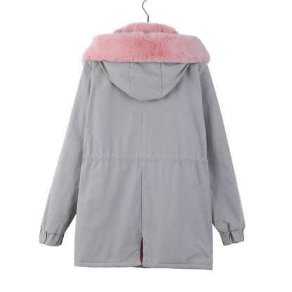Women's Clothes Mid-length Hooded Winter Lamb Wool Coats