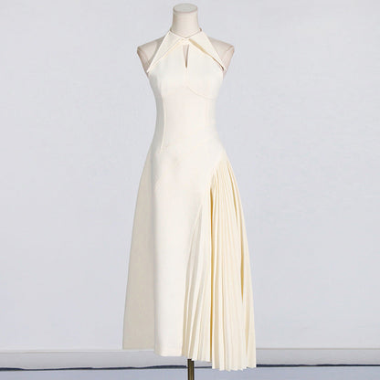 Women's Hollow Design Sleeveless Cinched Pleated Dress Dresses