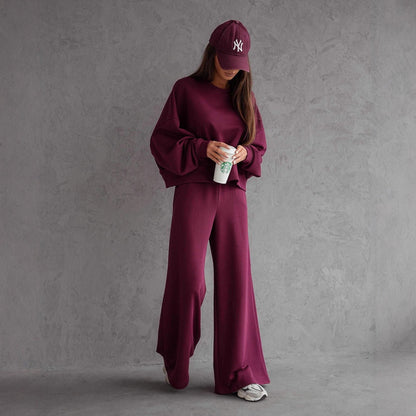 Women's Sleeve Wide Leg Two-piece Casual Korean Suits