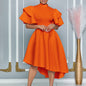 Fashion Elegant Flare Sleeve Solid Color Banquet Dress Dresses