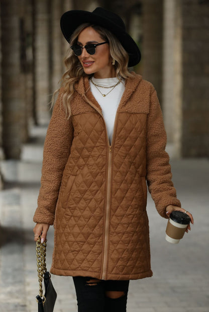 Women's Unique Loose Hooded Zipper Plush Coats