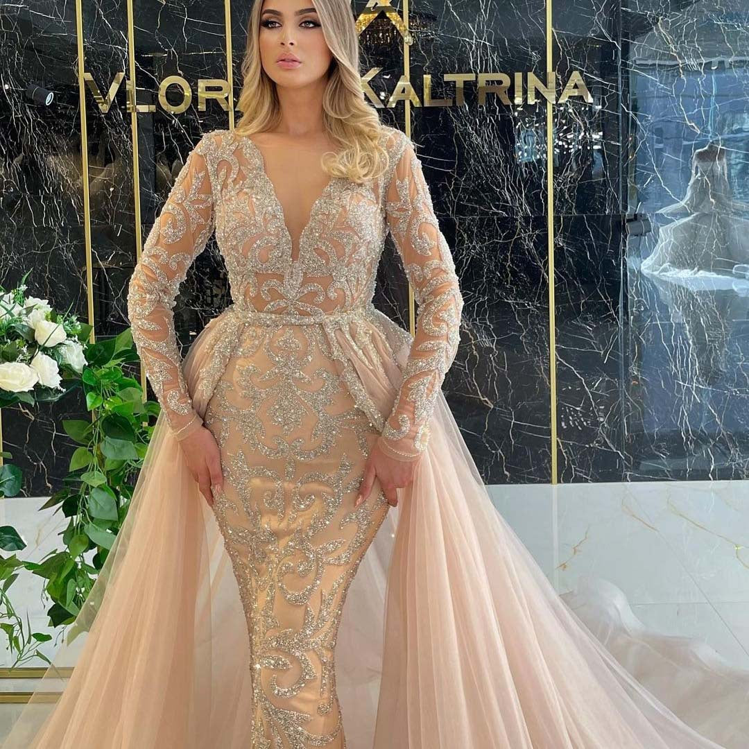 Women's Dress Temperament Trailing French Simplicity Sprinkling Gold Palace Wedding Dresses