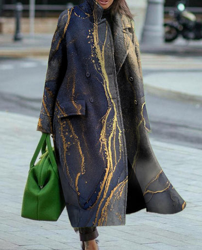 Printed Slim Fit Temperament Commute Pocket Coats