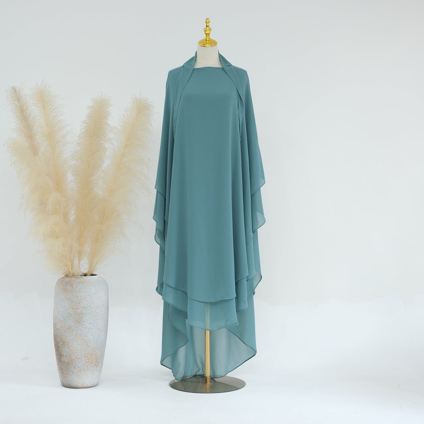 Solid Color Front Rear Chiffon Big Dresses