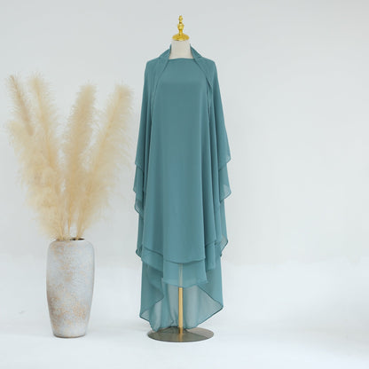 Solid Color Front Rear Chiffon Big Dresses