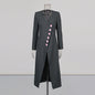 Commute Style Flower Button Stitching Design Solid Color Long Coats